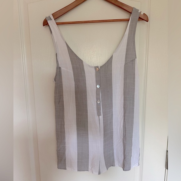 Show me your mumu white & grey striped romper (size small) - Picture 2 of 5